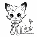 Fun Anime Cat with Bow Coloring Pages 3