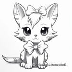 Fun Anime Cat with Bow Coloring Pages 4