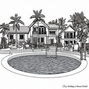 Fun at Spring Break Pool Party Coloring Pages 2