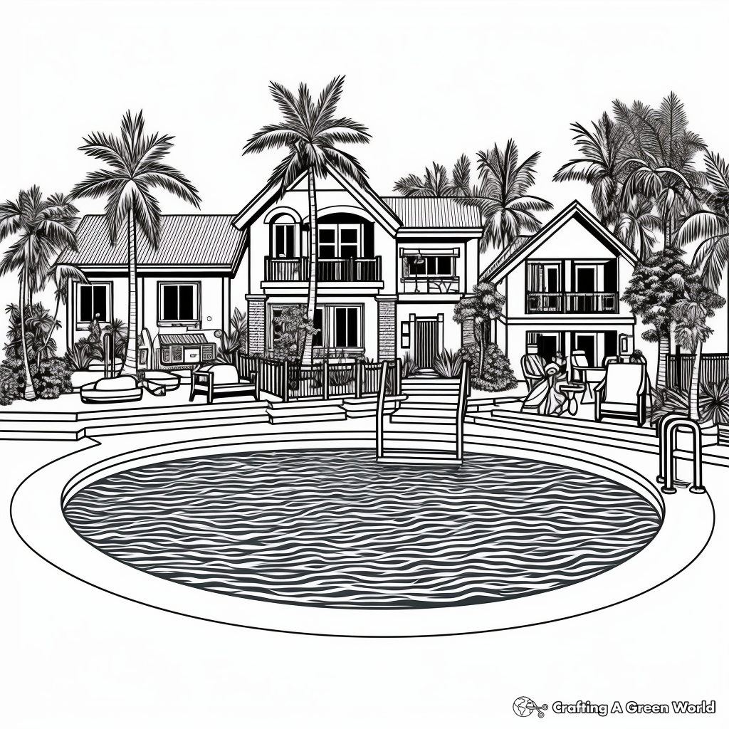 Fun at Spring Break Pool Party Coloring Pages 2