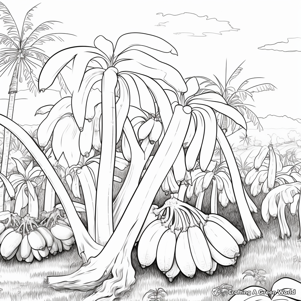 Fun 'B is for Banana' Tree Coloring Pages 2