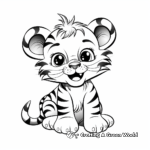 Fun Baby Tiger Cartoon Coloring Sheets 2