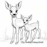 Fun Cartoon Buck and Doe Coloring Pages 1