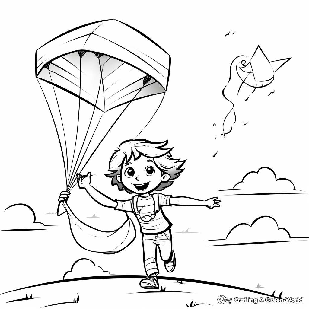 Fun Cartoon Kite Coloring Pages 1