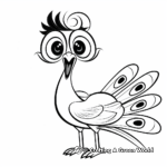 Fun Cartoon Peacock Coloring Pages for Kids 3
