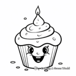Fun Cupcake with Candle Coloring Pages 1