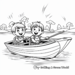Divertidas páginas infantiles para colorear de Aventuras en barca de remos 1
