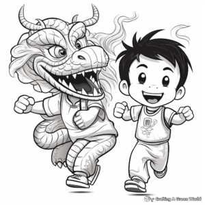 Fun-Filled Dragon Dance Coloring Pages for Kids 1