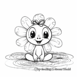 Fun Frog with Water Lily Coloring Pages 1