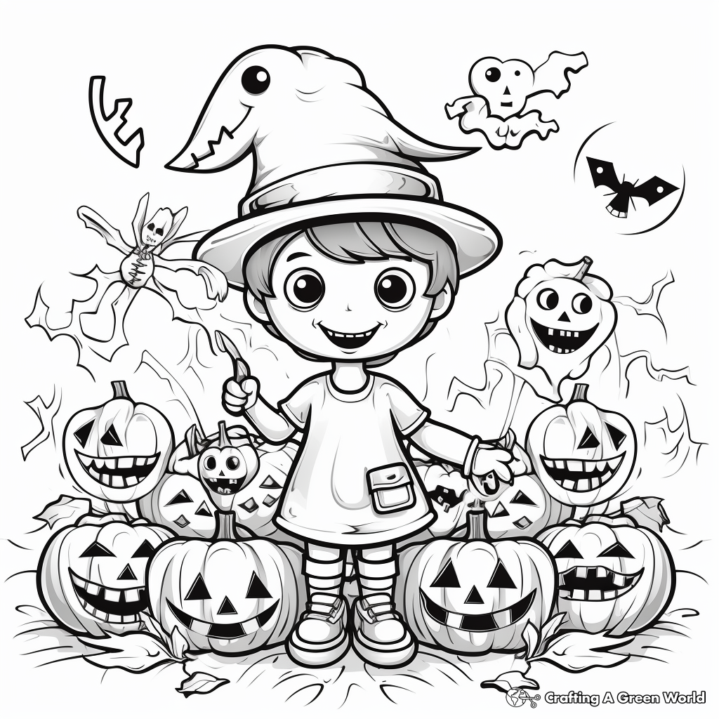 Fun October Halloween Party Coloring Pages 3