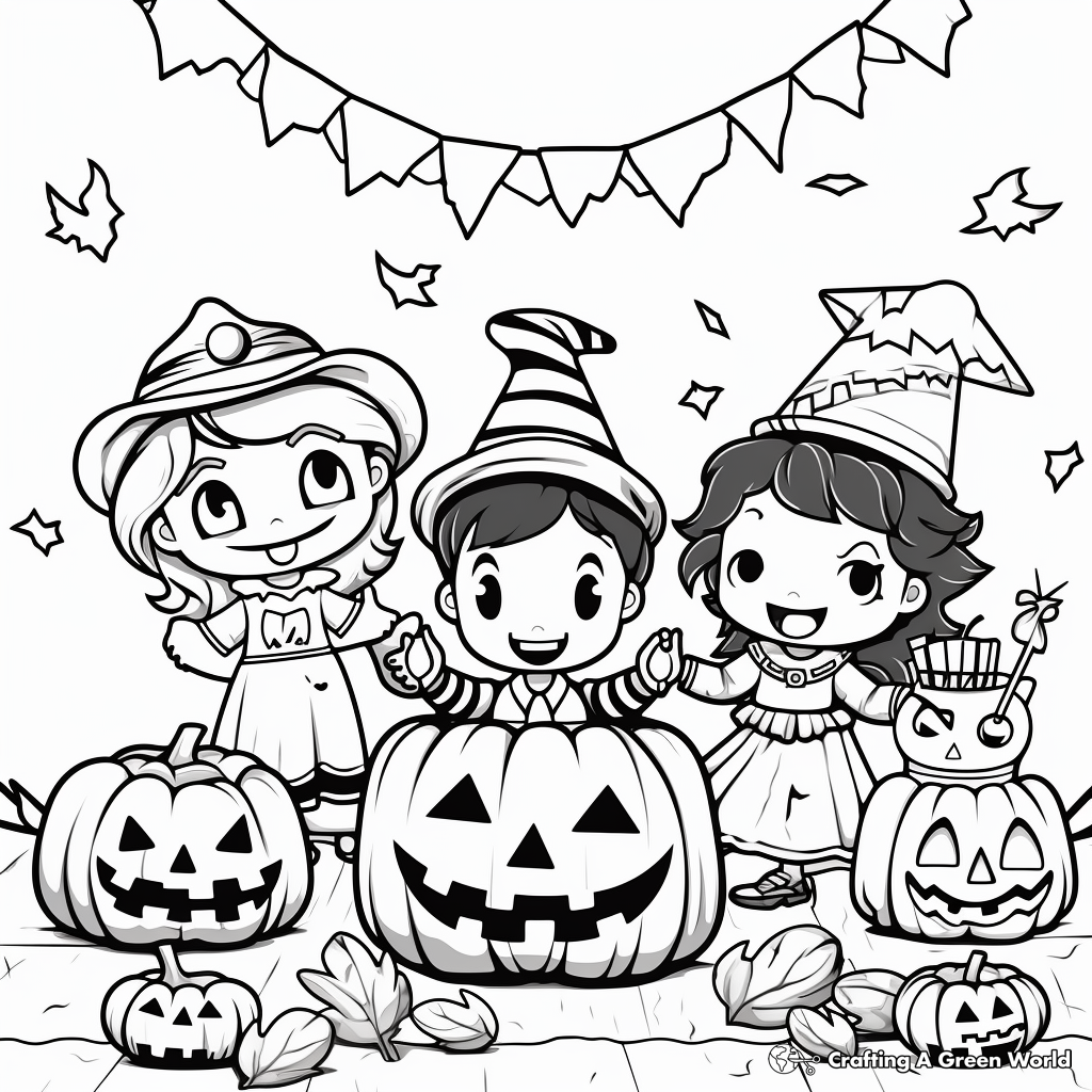 Fun October Halloween Party Coloring Pages 4