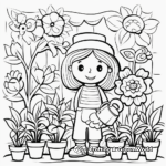 Divertidas páginas para colorear de jardines de primavera para niños 3