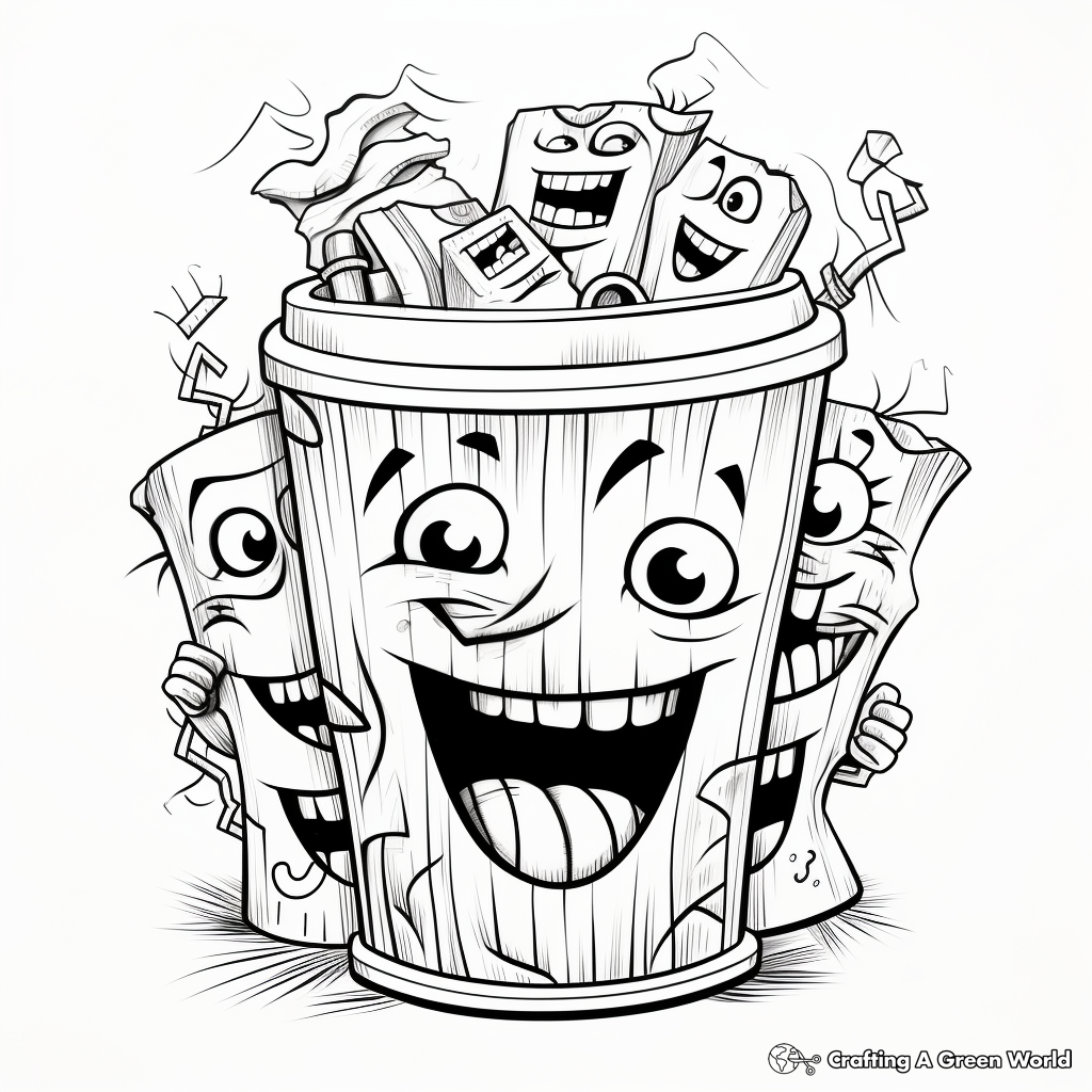 Fun Trash Can Coloring Pages for Kids 3