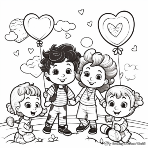 Fun Valentine's Day Party Coloring Pages 1