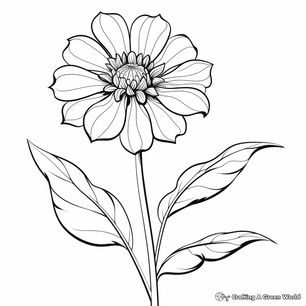 Fun Zinnia Autumn Flower Coloring Pages 4