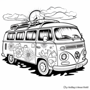 Funky Art-Style Hippie Van Coloring Pages 2