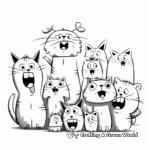 Funny Cat Pack Making Faces Coloring Pages 2