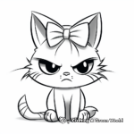 Funny Grumpy Cat with Bow Coloring Pages 1