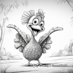 Funny Turkey Action Scene Coloring Pages 2