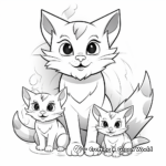 Furry Mom Cat and Kittens Coloring Pages 1