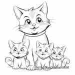 Furry Mom Cat and Kittens Coloring Pages 3