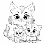 Furry Mom Cat and Kittens Coloring Pages 4