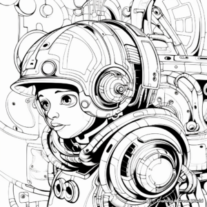 Futuristic Sci-Fi Digital Art Coloring Pages 1