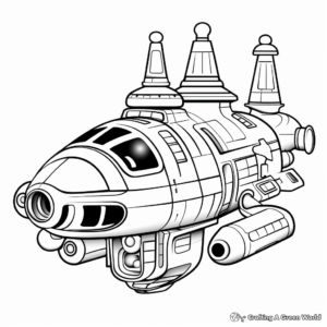 Futuristic Spaceship Vector Coloring Pages 1