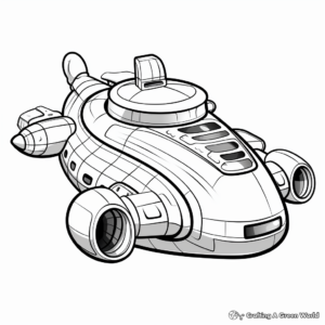 Futuristic Spaceship Vector Coloring Pages 2