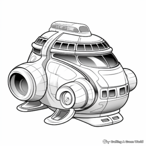 Futuristic Spaceship Vector Coloring Pages 4