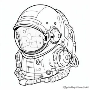 Galactic Adventure Astronaut Helmet Coloring Pages 1