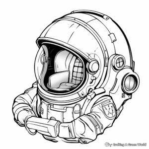 Galactic Adventure Astronaut Helmet Coloring Pages 2