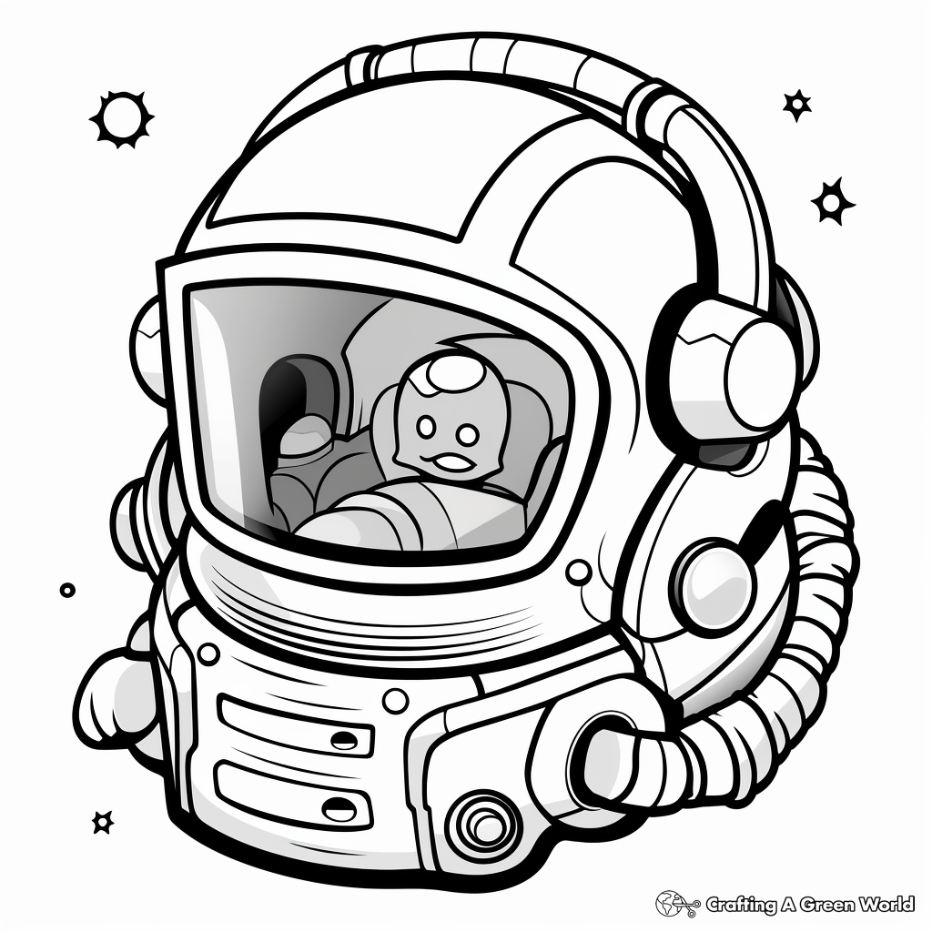 Galactic Adventure Astronaut Helmet Coloring Pages 3