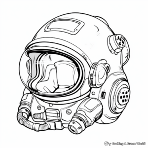 Galactic Adventure Astronaut Helmet Coloring Pages 4