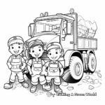Garbage Truck Crew Coloring Pages: Driver and Loaders 4