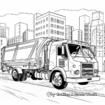 Garbage Truck in Action: City-Scene Coloring Pages 1