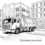 Garbage Truck in Action: City-Scene Coloring Pages 3
