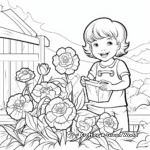 Garden Scene Peony Coloring Pages 1