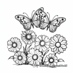 Garden Scene with Flowers and Butterflies Coloring Pages 3