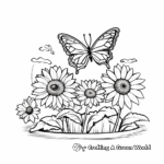 Garden Scene with Flowers and Butterflies Coloring Pages 4