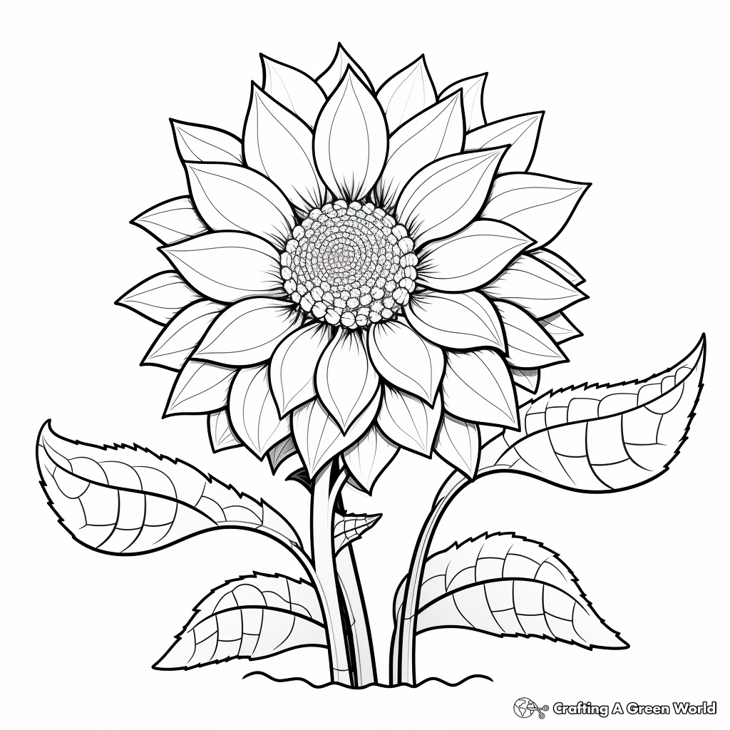 Geomorphological Sunflower Coloring Pages 1