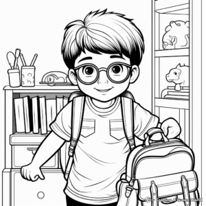 Getting Ready for First Day of School Coloring Pages 1