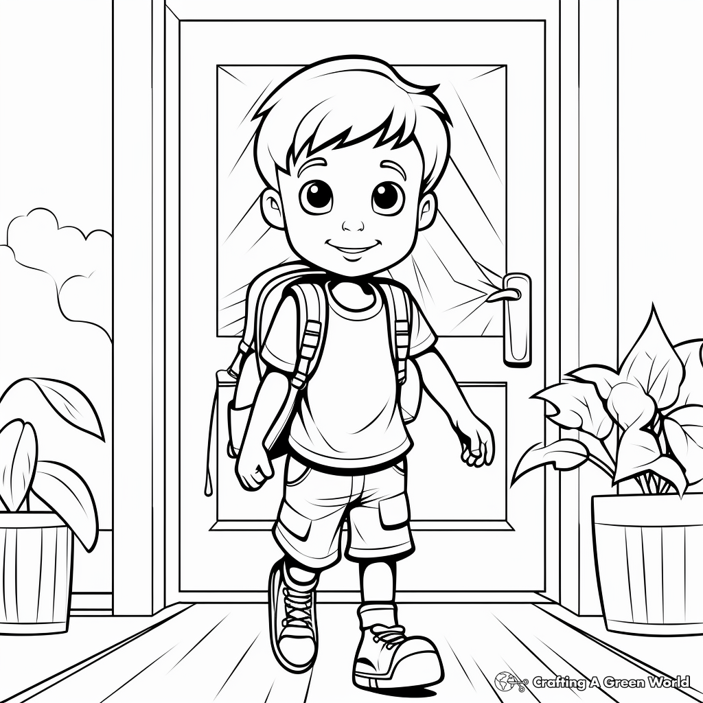 Getting Ready for First Day of School Coloring Pages 2
