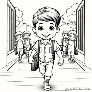 Getting Ready for First Day of School Coloring Pages 3