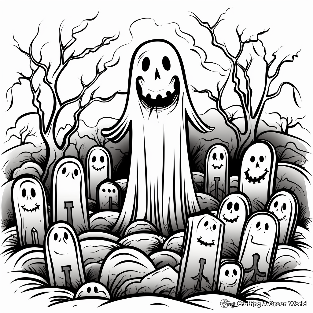 Ghostly Graveyard Coloring Pages for a Scary Halloween 2