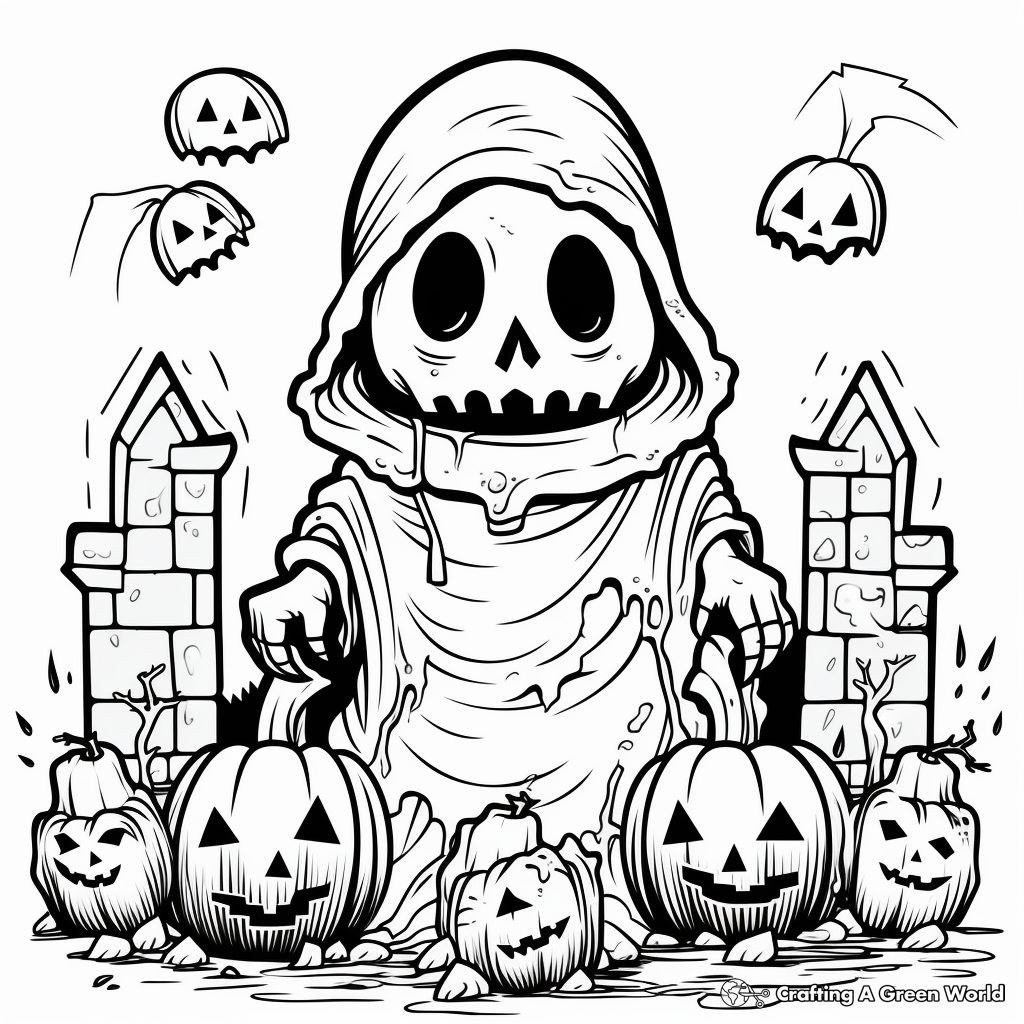 Ghostly Graveyard Coloring Pages for a Scary Halloween 3