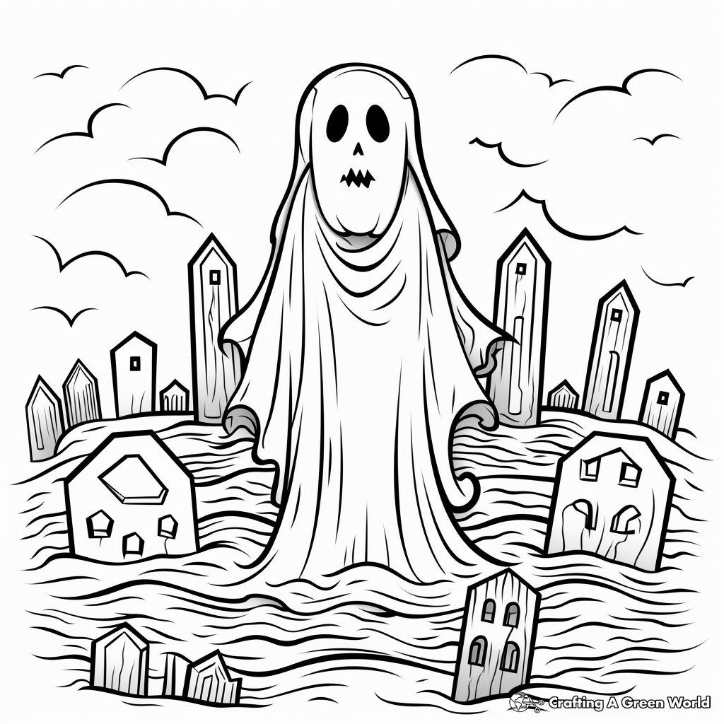 Ghostly Graveyard Coloring Pages for a Scary Halloween 4