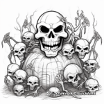 Ghoulish Spiders Halloween Coloring Pages 2