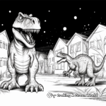 Giganotosaurus and T Rex at Night Coloring Pages 3