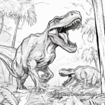Giganotosaurus and T Rex in Jungle Scene Coloring Pages 2